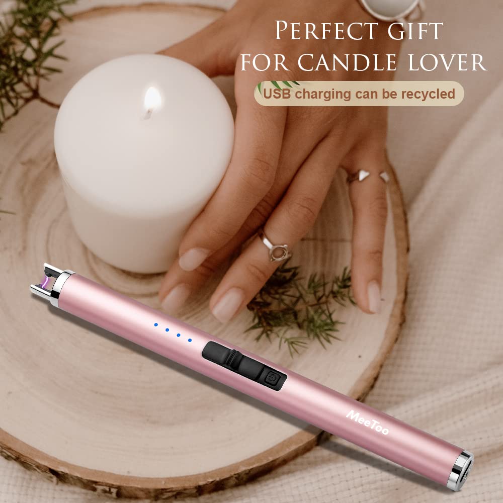 MeeToo Candle Electric Lighter Rechargeable USB Type-C Lighters for Candle Christmas Kitchen Camping Party, Gifts for Wife Women Men Nana Purple
